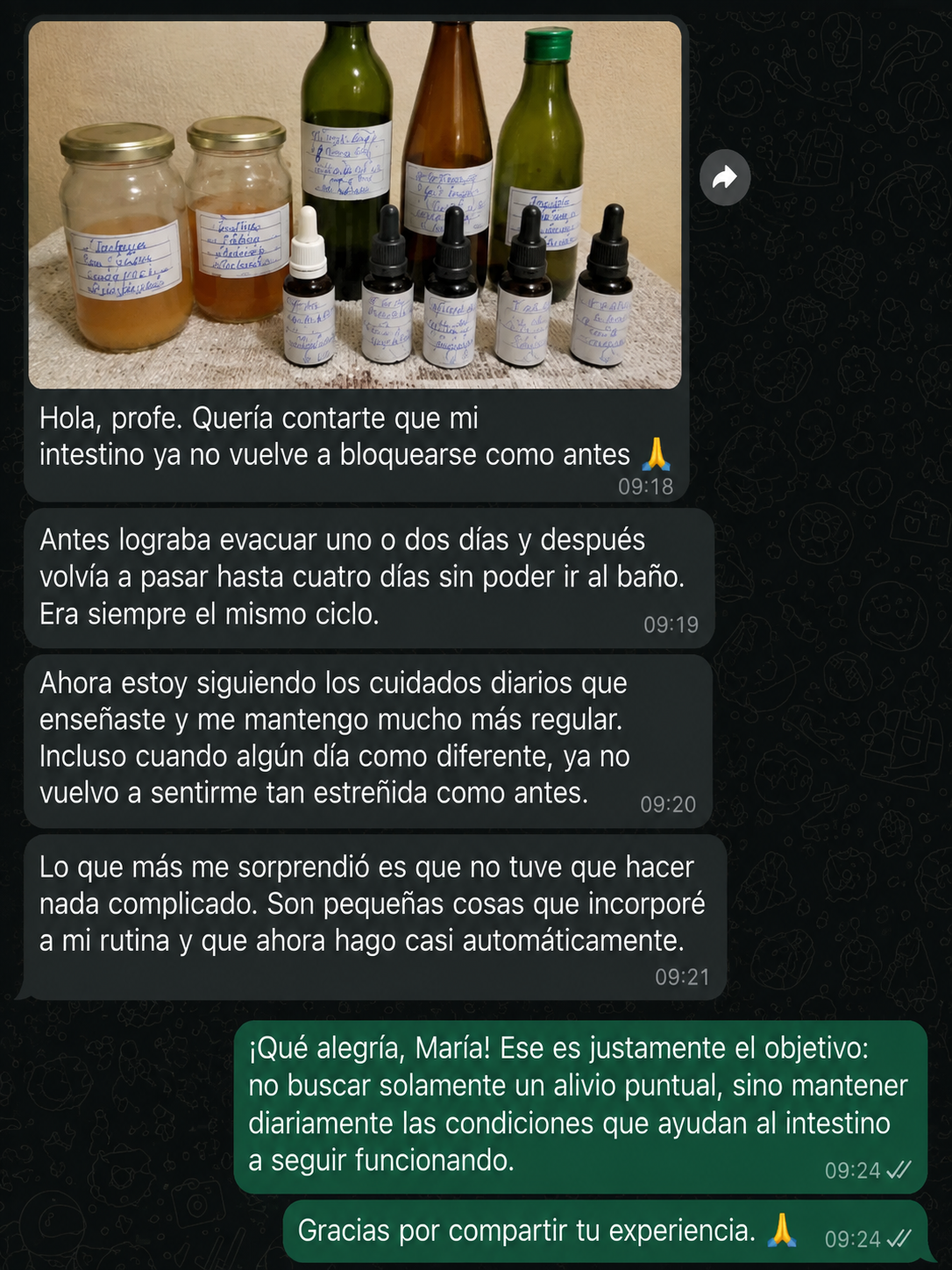 Testimonio real por WhatsApp