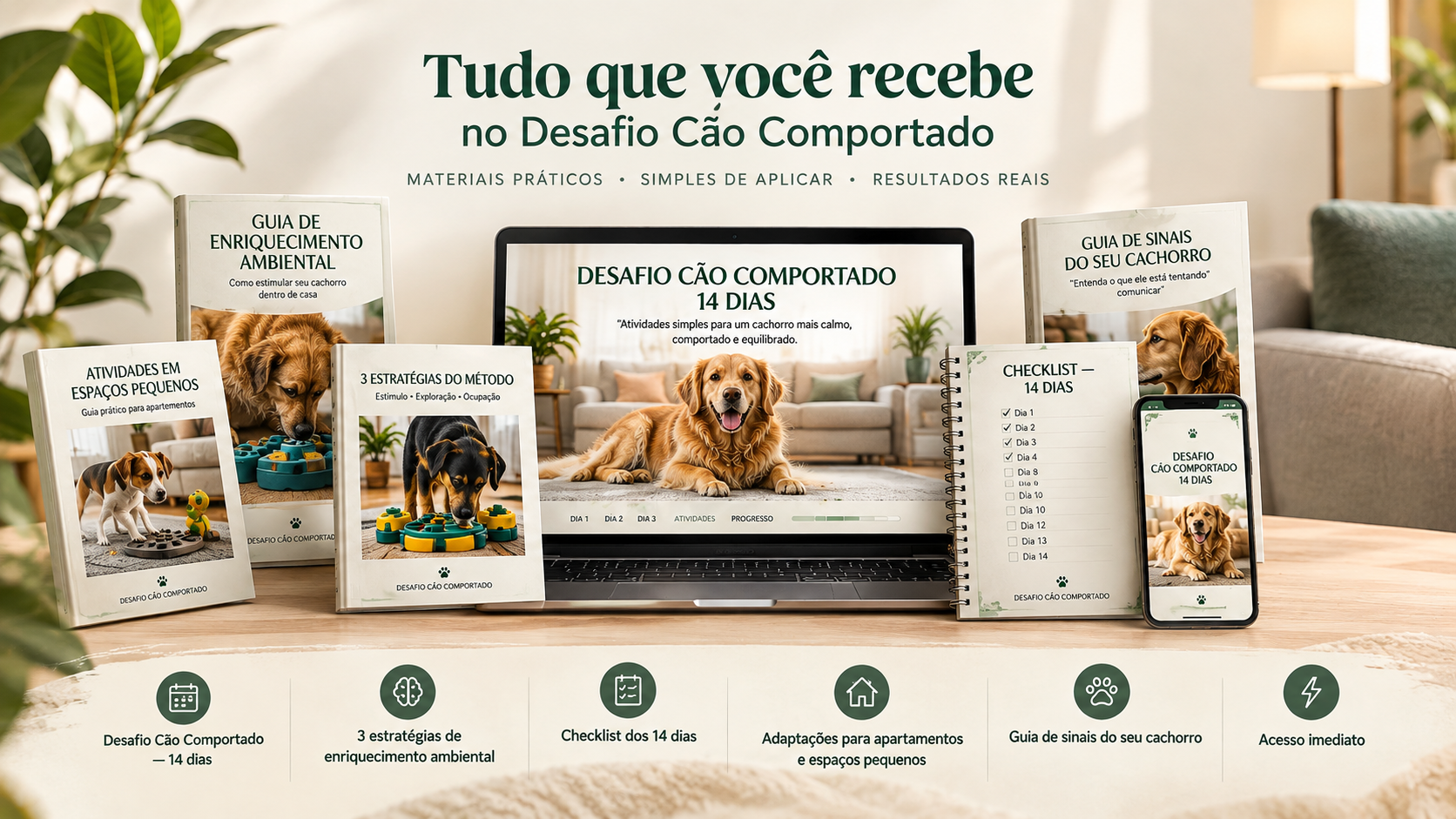 Tudo que você recebe no Desafio Cão Calmo
