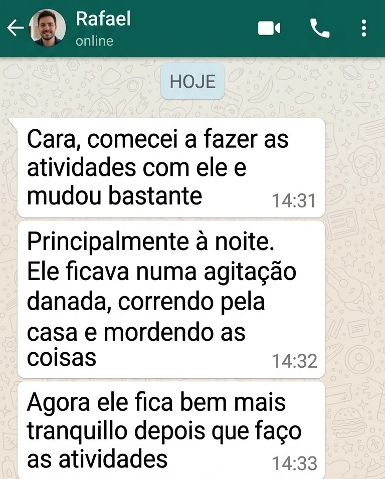 Tutor satisfeito com o Desafio Cão Calmo